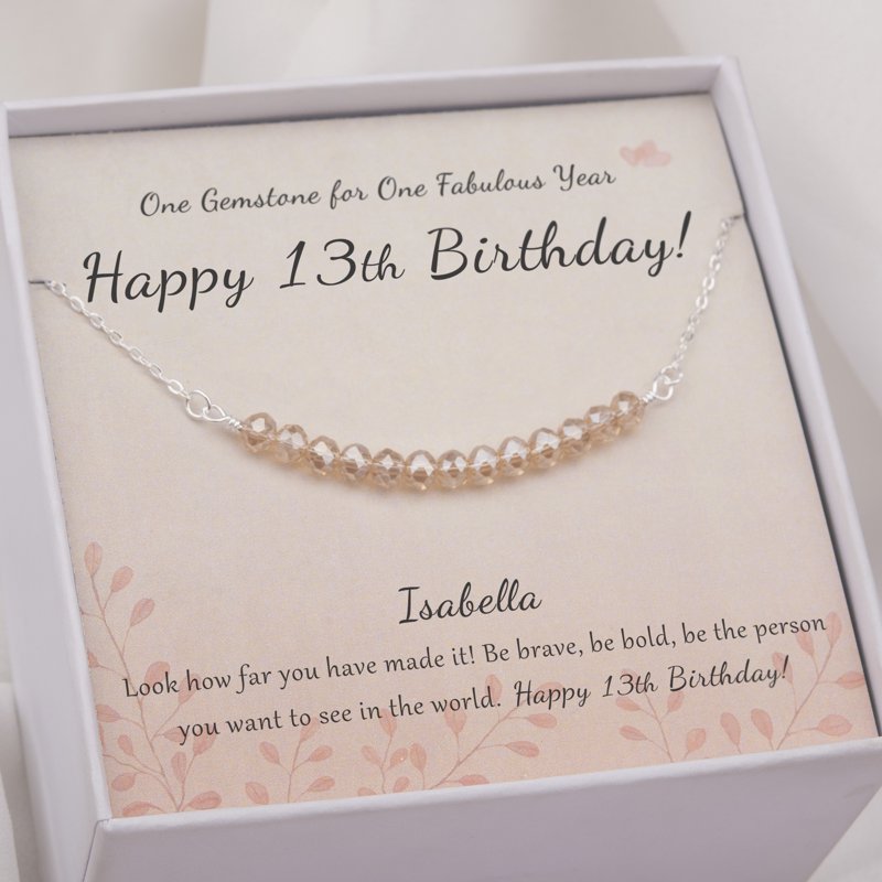 Sterling Silver Beads Necklace for 13th Birthday Girl - Customizable Gift