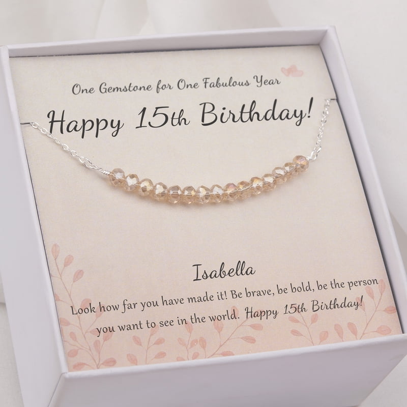Sterling Silver Beads Necklace for 15th Birthday Gift for Girls