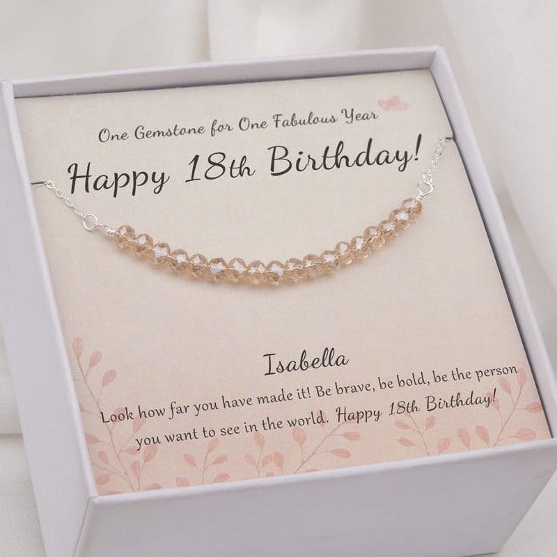 925 Sterling Silver Beads Necklace for 18th Birthday Gift for Girls - Customizable Name