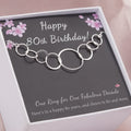 Sterling Silver 80th Birthday Necklace with 8 Flat Circles - Custom Name Gift for Grandma