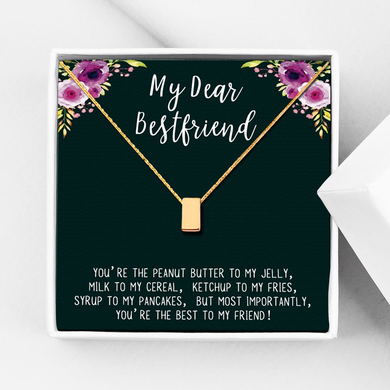 Friendship Necklace with Cube Pendant - Best Friend Gift for Her, Customizable Color