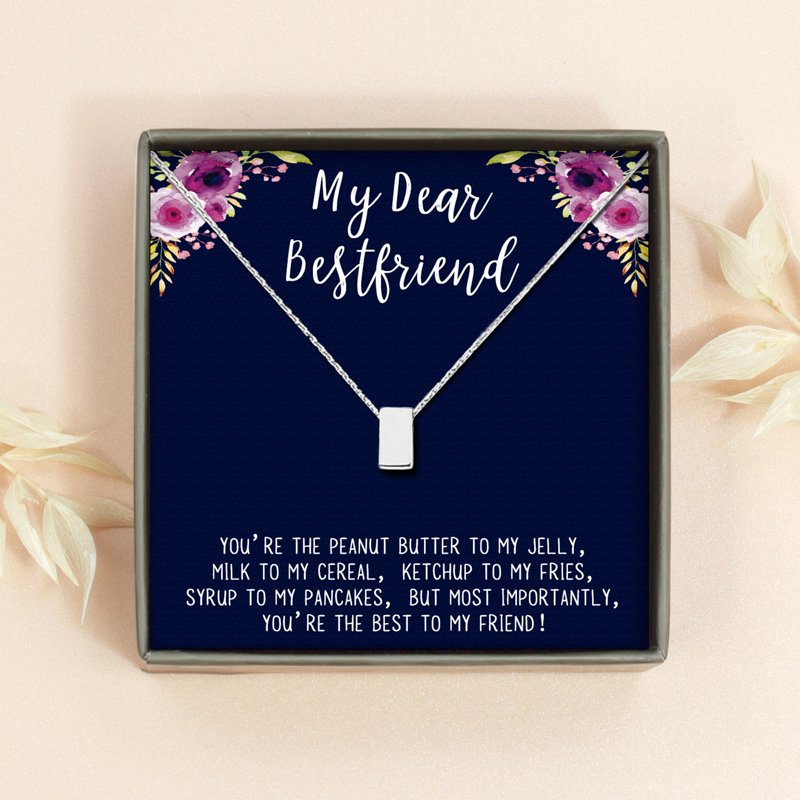 Friendship Necklace Cube Pendant with Wish Card - Silver, Gold, Rose Gold