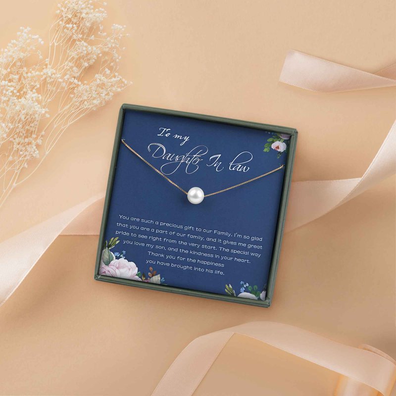 Sterling Silver Pearl Necklace for Daughter-in-Law Gift, Gold or Silver Chain Options