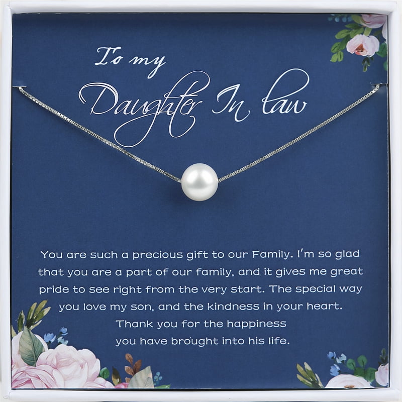 Sterling Silver Pearl Necklace for Daughter-in-Law - Birthday Gift, All Colors
