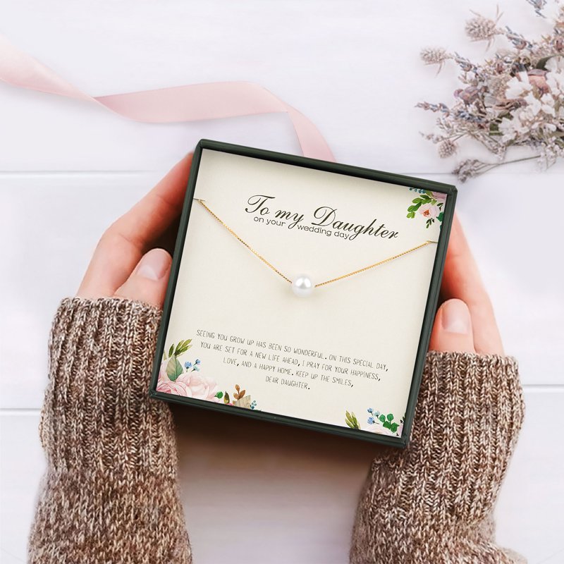 Mother of the Bride Gift Necklace for Daughter Wedding Day Pearl Jewelry