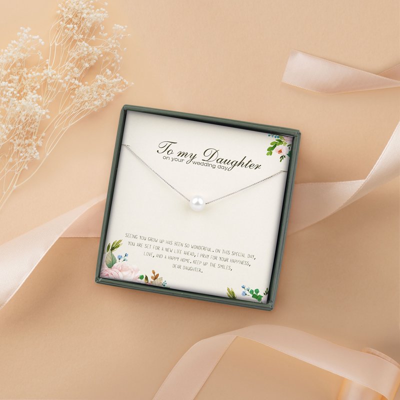 Mother of the Bride Necklace with Pearl and Silver or Gold Chain - Wedding Gift for Daughter