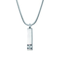 Birthstone Cremation Necklace Memorial Pendant for Ashes - Waterproof Silver Bar Jewelry