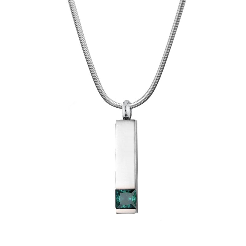 Memorial Cremation Necklace with Birthstone Pendant - Waterproof Ash Urn Jewelry