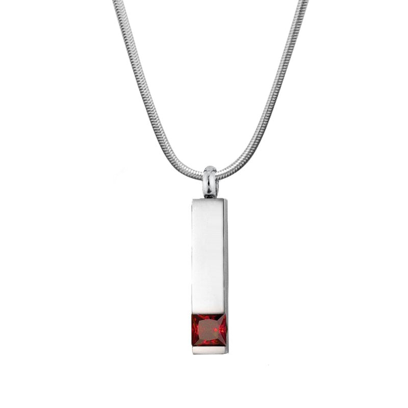 Birthstone Cremation Necklace Memorial Pendant with Free Funnel & Jewelry Box