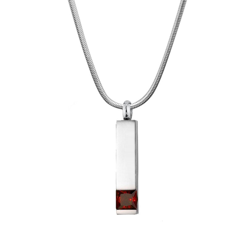 Memorial Cremation Necklace with Birthstone Pendant - Water-Resistant Urn Jewelry