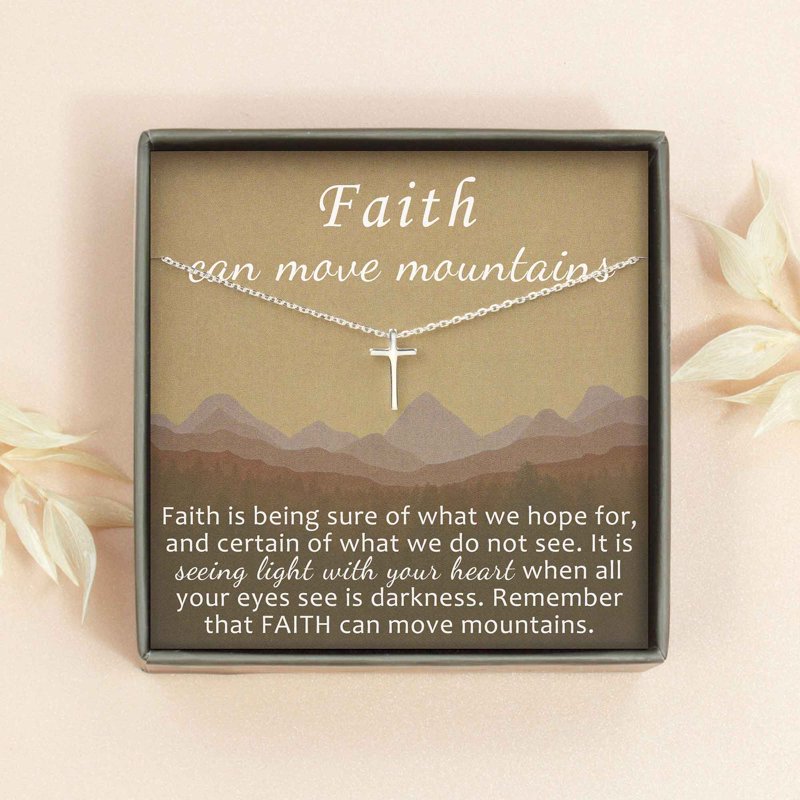 Encouraging Faith Necklace for Her - Sterling Silver Cross Jewelry Gift