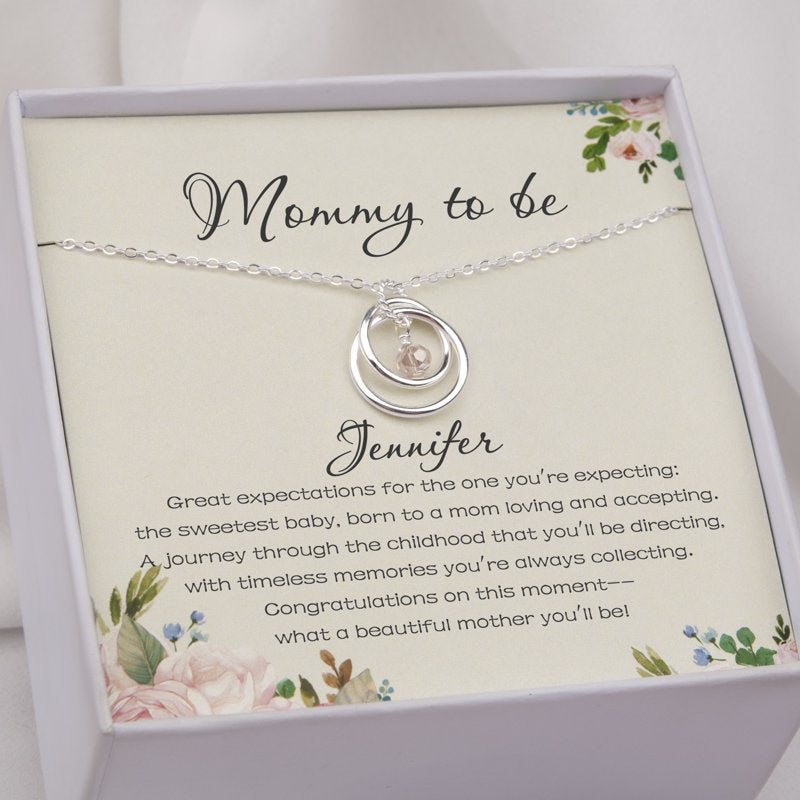 Sterling Silver Pregnancy Necklace for Expecting Moms Baby Shower Gift