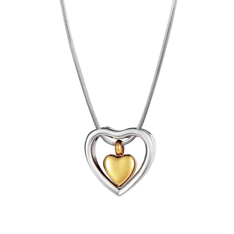Floating Heart Cremation Jewelry Necklace with Keepsake Pendant - Multiple Colors