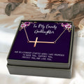 Dainty Cross Necklace Gift for Goddaughter - Silver or Rose Gold Jewelry Gift Set with Wish Card