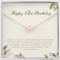 Personalized 13th Birthday Pearl Necklace Card Gift for Girl - All Colors Available