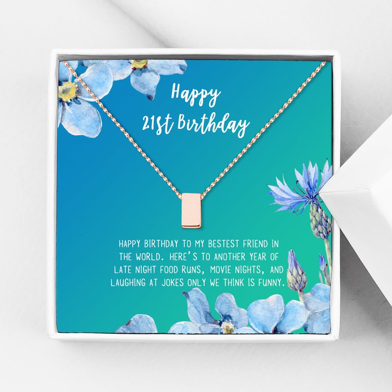 Personalized 21st Birthday Necklace Gift for Her - Stainless Steel Jewelry with Card