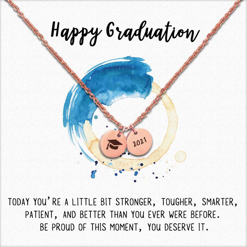 Graduation Necklace with Engraved Discs - Stainless Steel Gift for Graduate