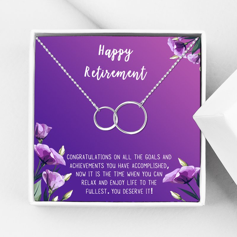Retirement Necklace for Women Infinity Double Ring Gift Jewelry for Retirement Celebration