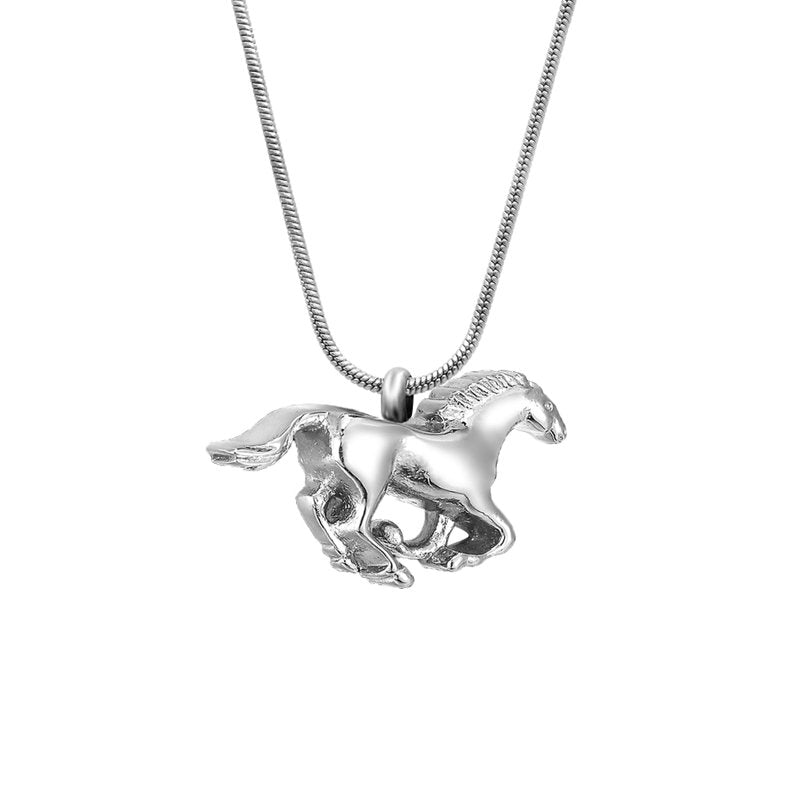 Horse Cremation Necklace Memorial Jewelry Urn with Free Funnel & Velvet Box