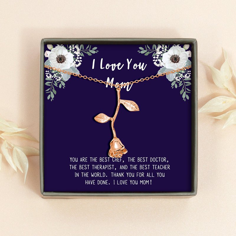 Mother's Day Rose Gold Necklace Gift for Mom - Heartfelt Jewelry
