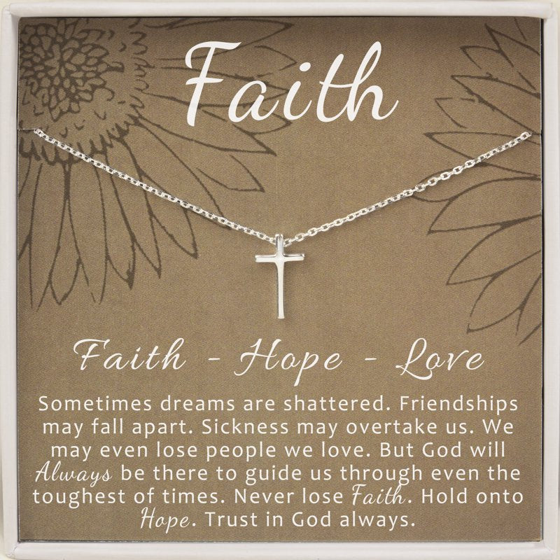 Sterling Silver Cross Necklace Gift for Women Faith Hope Love Jewelry