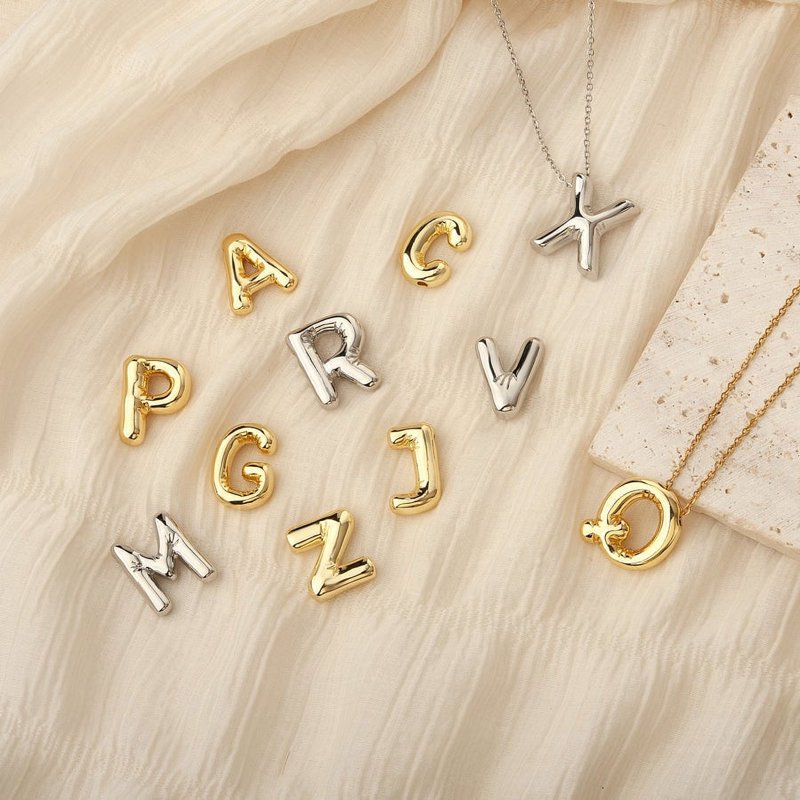 Personalized Balloon Letter Necklace for Women Girls - Initial G, Silver or Gold