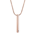 Long Bar Cylinder Cremation Jewelry Memorial Necklace Rose Gold & Silver