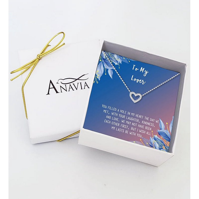 Personalized Lover Necklace Gift for Her - Crystal Heart Pendant, Silver & Gold Options