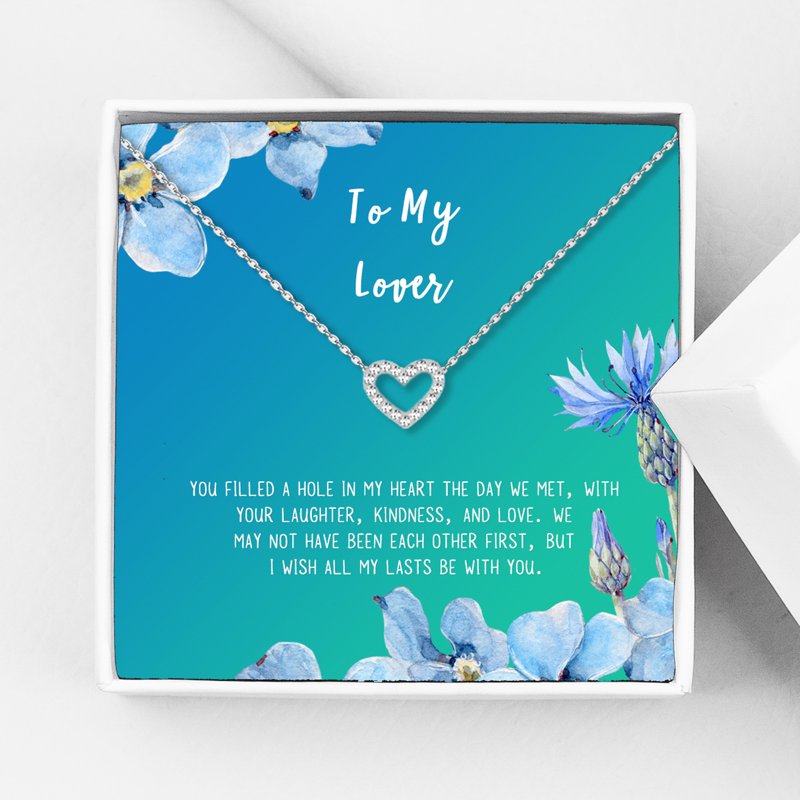 Lover Necklace Gift with Crystal Heart & Quote Card - Sterling Steel Jewelry for Romantic Occasions