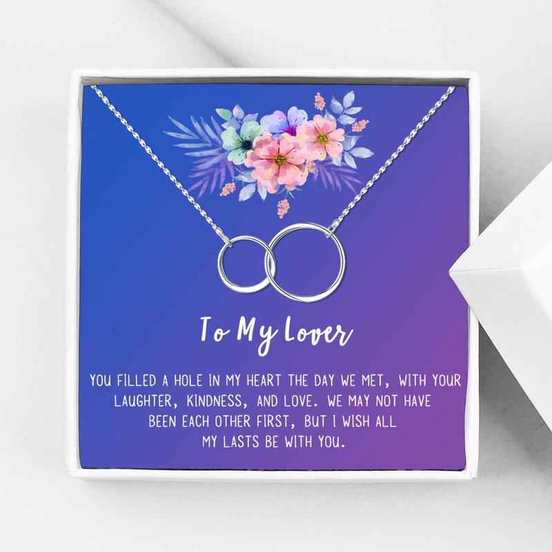 Lover Necklace Gift for Girlfriend Infinity Double Ring Pendant Jewelry