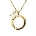 Memory Locket Charms Necklace with Photo & Wing Options - Handmade Gift