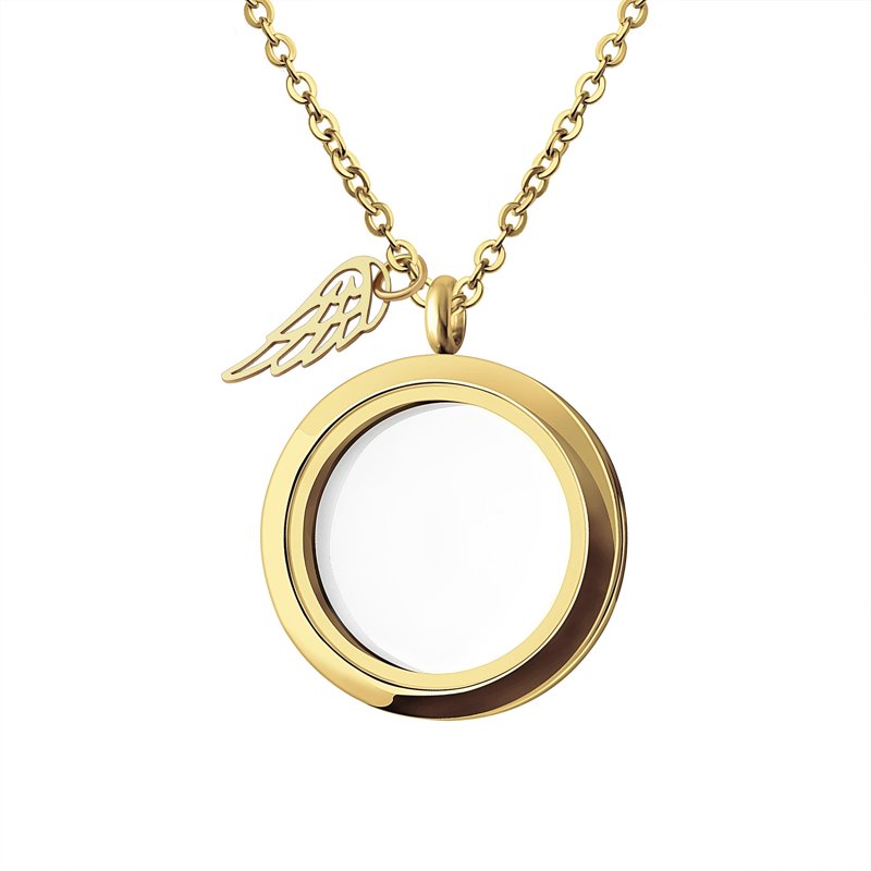 Memory Locket Charms Necklace with Photo & Wing Options - Handmade Gift