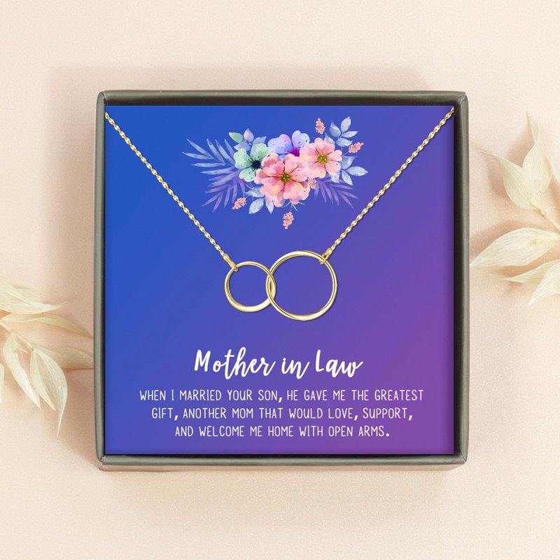Mother in Law Necklace Gift Set with Card - Gold Infinity & Gradient Colors