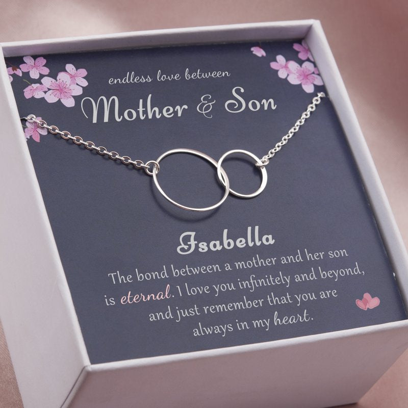 Personalized Mother & Son Necklace Sterling Silver Gift for Mothers Day or Birthday
