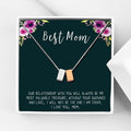 Mother Necklace with Double Cubes and Wish Card - Silver & Rose Gold Options