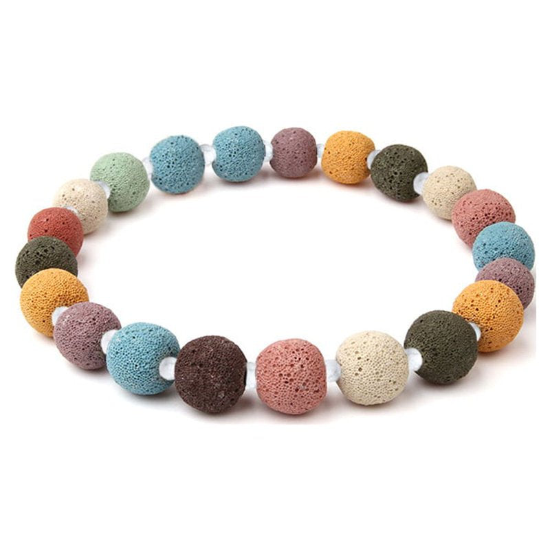 Multi Color Lava Beads Aromatherapy Jewelry Bracelets with Gift Box & Refill Pads