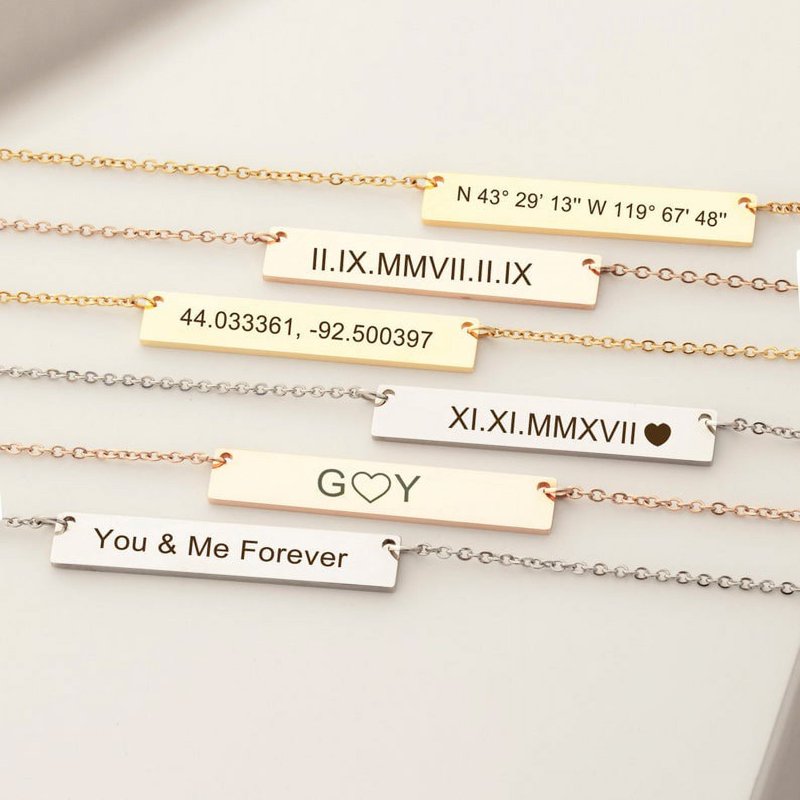 Personalized Gold & Silver Name Necklace with Roman Numerals Custom Gift for Mom