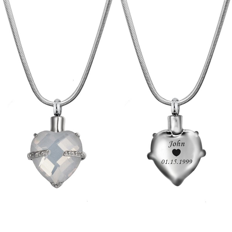 Personalized Heart Cremation Necklace for Ashes - Memorial Jewelry with Birthstone Options