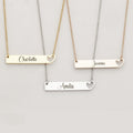 Personalized Heart Name Necklace Gift for Mom Women Engravable Bar Silver Gold Rose Gold