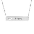 Personalized Name Necklace with Paw Print Cut-Out - Custom Engraved Bar Jewelry in Silver, Gold, Rose Gold