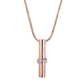 Rose Gold Memorial Necklace with Cylinder Ashes Container - Discreet Cremation Jewelry