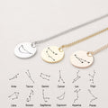 Gemini Zodiac Pendant Necklace - Stainless Steel Star Sign Jewelry with Gift Box