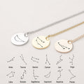 Zodiac Star Sign Pendant Necklace Stainless Steel with Gift Box