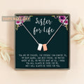 Double Cube Pendant Necklace for Sisters Gift - Silver & Rose Gold