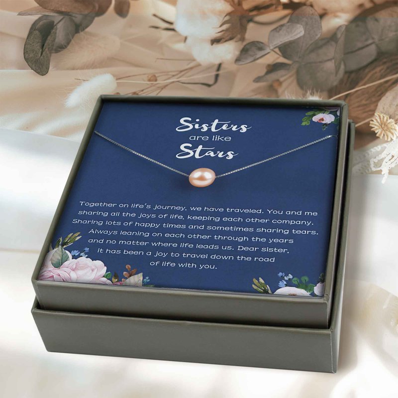 Personalized Sisters Necklace Pearl Jewelry Gift for Big Sister, All Variants
