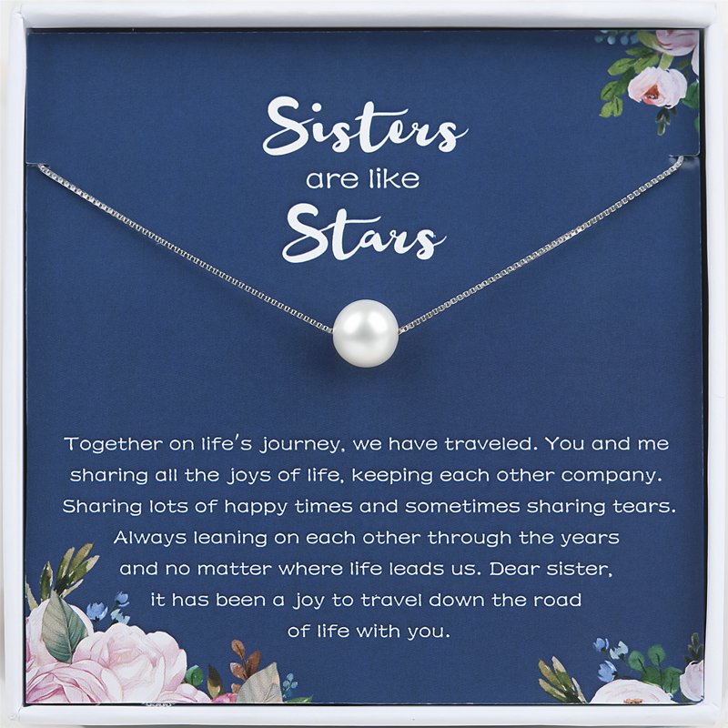 Pearl Necklace for Sisters - Star & Love Bond Gift, Multiple Colors