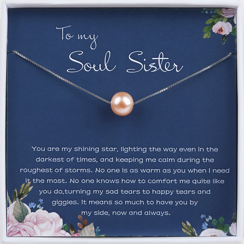 Sterling Silver Pearl Necklace for Soul Sister Gift - Multiple Colors & Chain Options