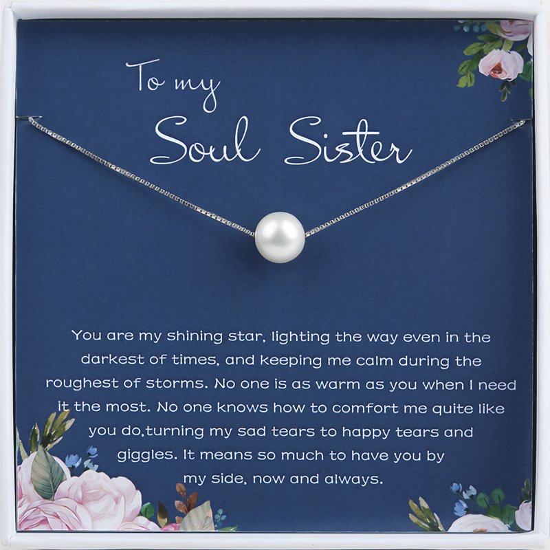 Sterling Silver Pearl Necklace for Soul Sister - Birthday Gift