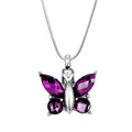 Purple Crystal Butterfly Cremation Necklace Keepsake Jewelry with Gift Box