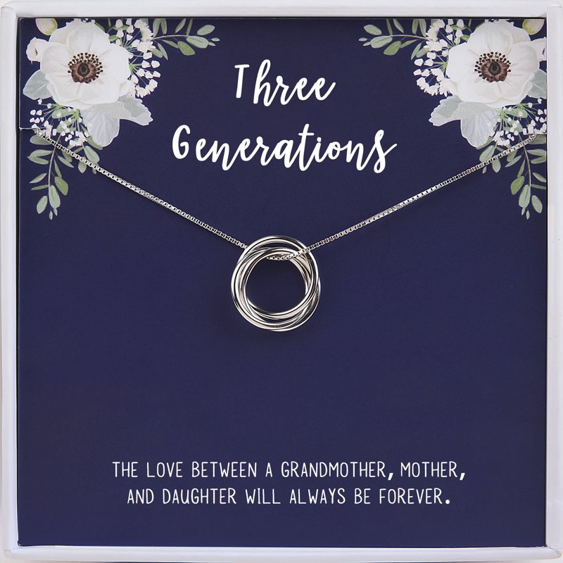 Sterling Silver Family Necklace - Grandmother, Mother, Daughter Gift